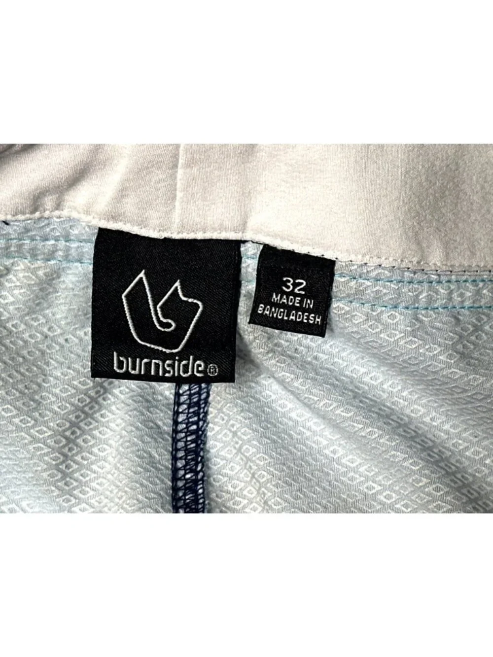 Burnside Size 32 Navy Blue Palm Tree Surf Tropical Drawstring Waist Beachwear